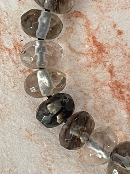 WATERMELON BLACK STONE RONDELLE 8X2MM 1 STRAND