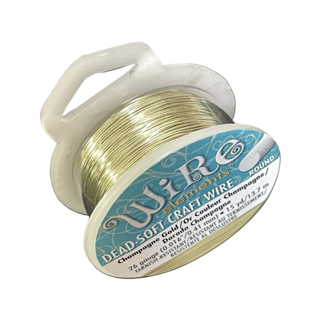 CRAFT WIRE 26GA CHAMPAGNE GOLD 15YD NON TARNISH