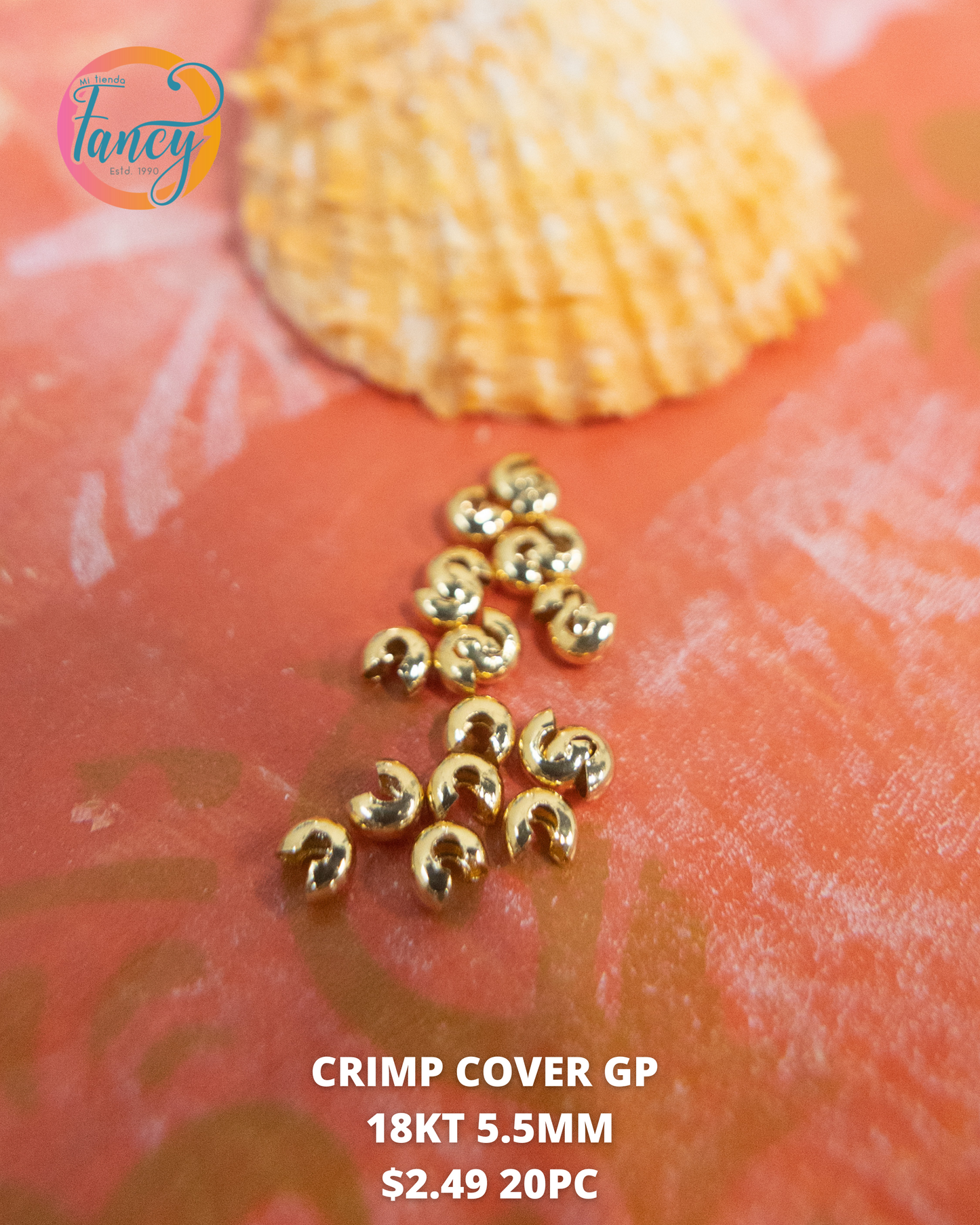 CRIMP COVER GP 18KT 5.5MM 20PC