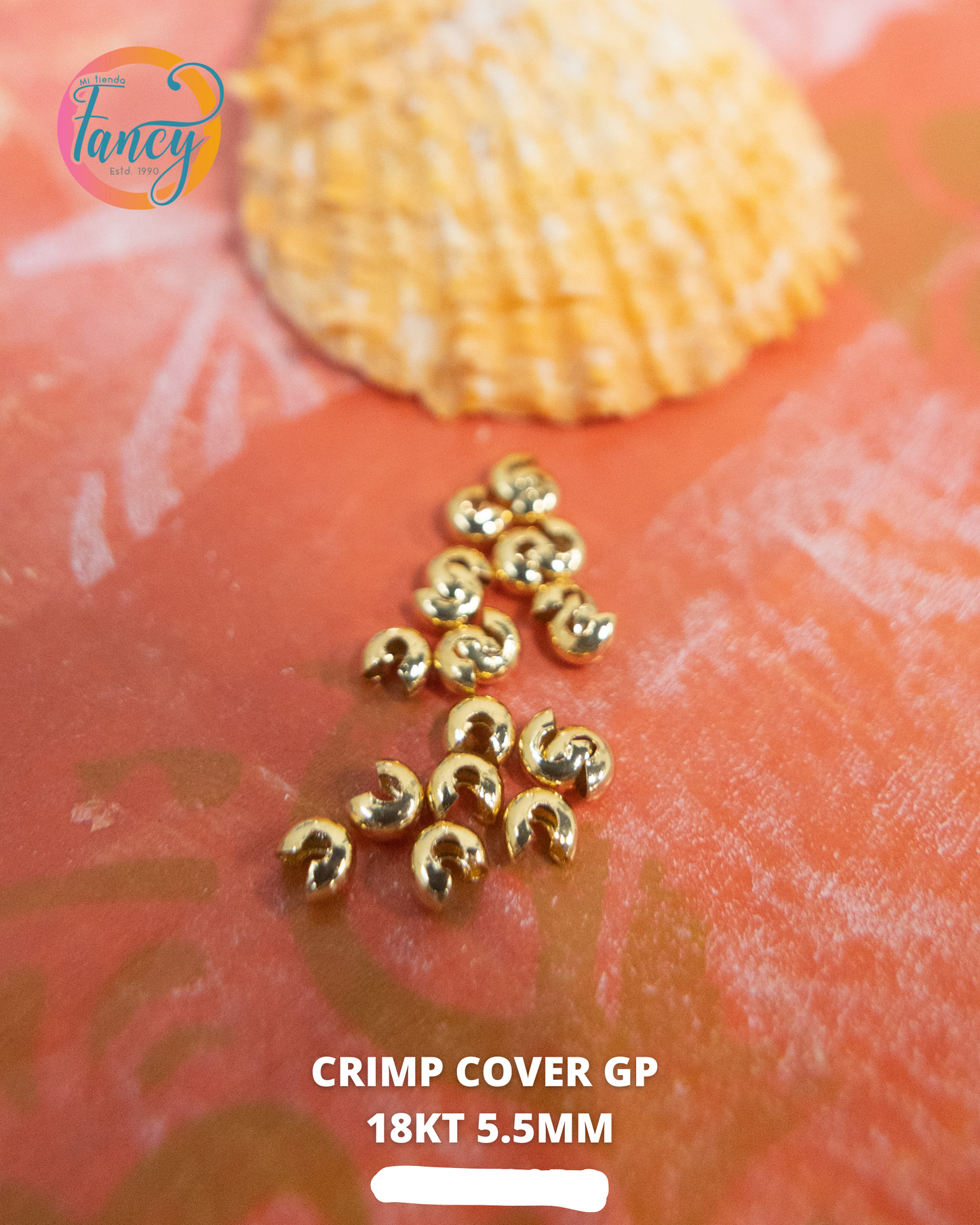 CRIMP COVER 6X2.5MM STAINLESS STEEL GOLD PLATED 20PC