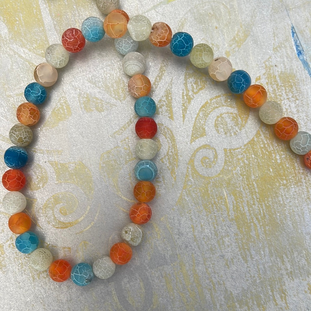 AGATE 8mm Round pastel frosted 1 strand