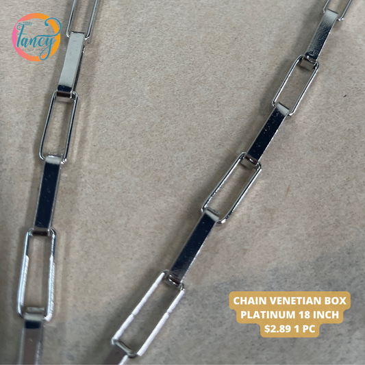 CHAIN Necklace VENETIAN BOX PLATINUM 18 INCH