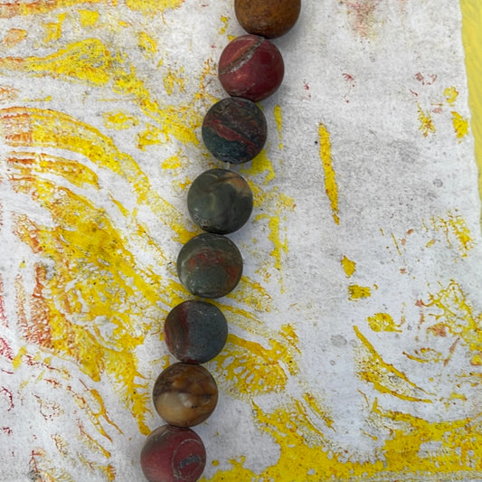 JASPER 10MM ROUND PICASSO 1 STRAND