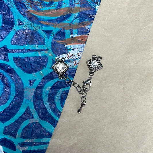 LOBSTER CLASP PEWTER AB 2 STRANDS CHAIN 2 PC