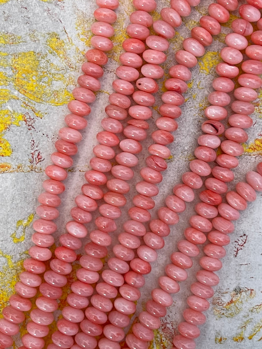 SHELL CORAL RONDELLE 6X4MM 1 STRAND