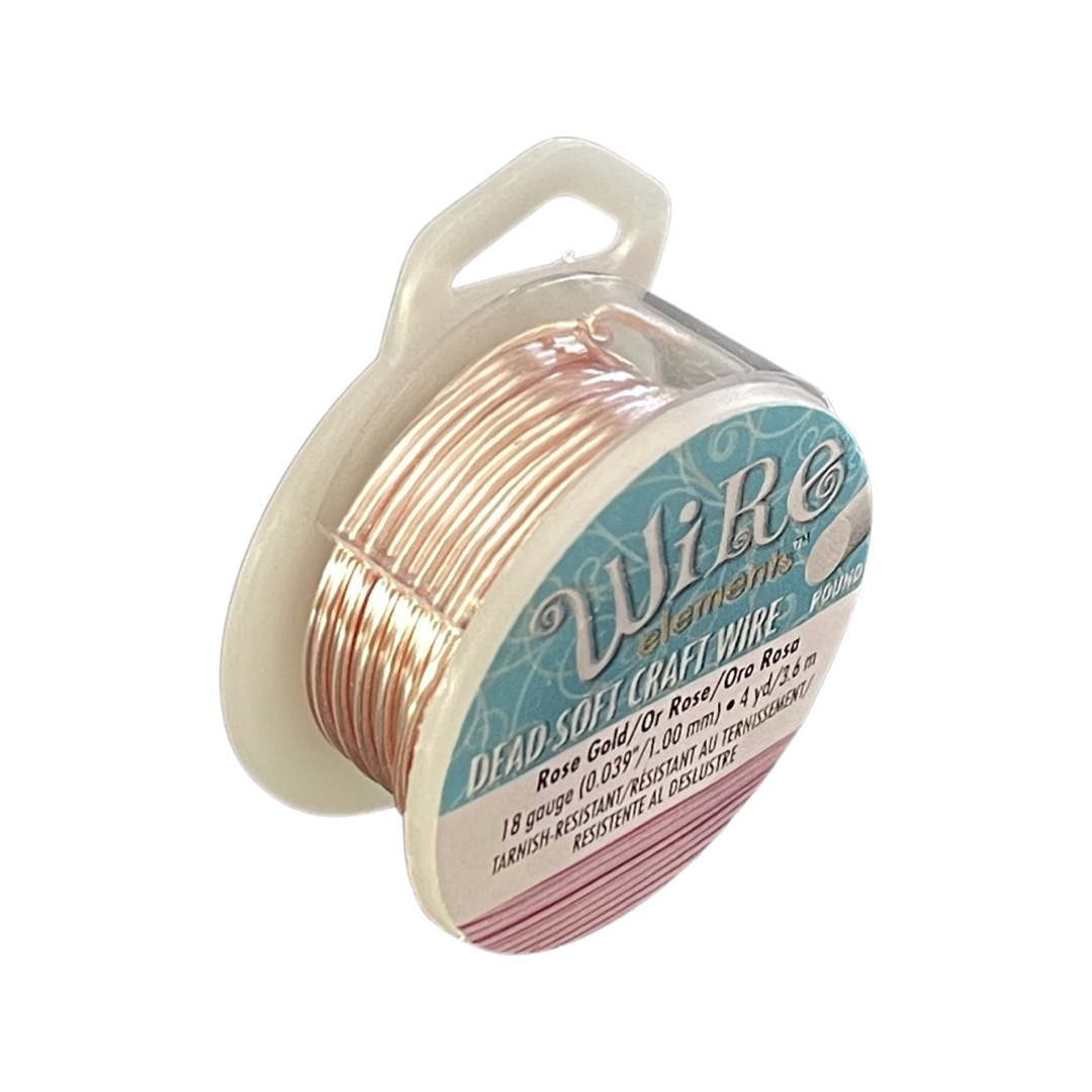 CRAFT WIRE 18GA ROSE GOLD 4 YD TARNISH RESISTANT