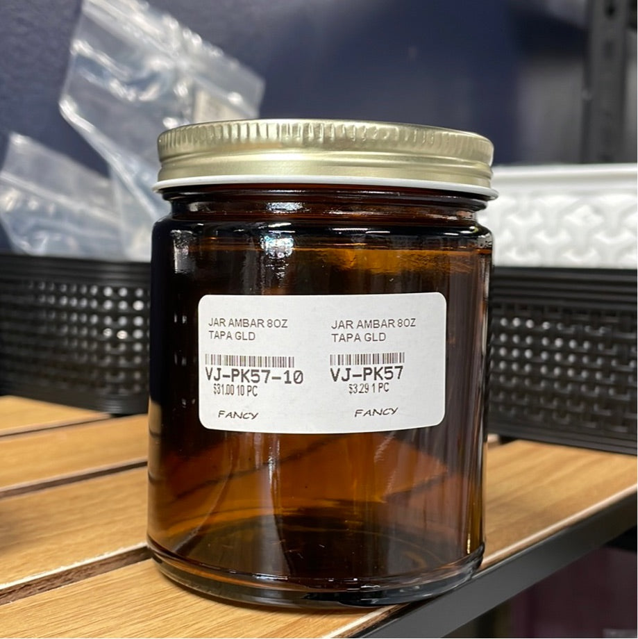 JAR ÁMBAR 8OZ TAPA GOLD
