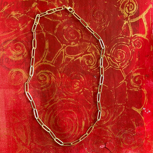 CHAIN PAPERCLIP MATTE GOLD PLATE 17 INCHES