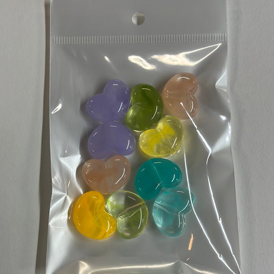 BEAD ACRYLIC HEART MIX 15.5MM 10 PC