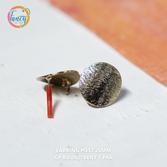 EARRING POST 20MM GP ROUND BENT