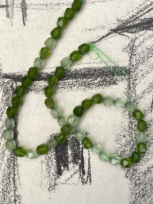 JADE 8X7MM STAR CUT FACETED OLIVE 1 STRAND