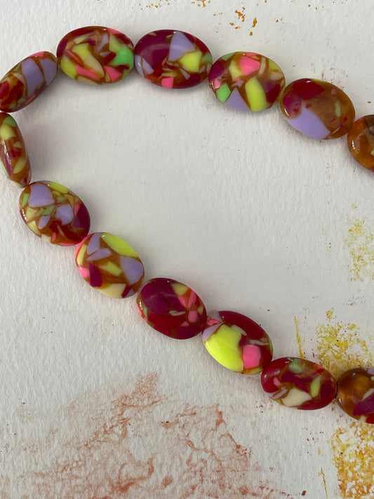 JASPER 18Z13MM SYNTHETIC MOSAIC RESIN OVAL 1 STRAND