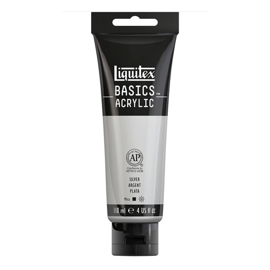 LIQUITEX BASICS ACRYLIC SILVER 4 OZ