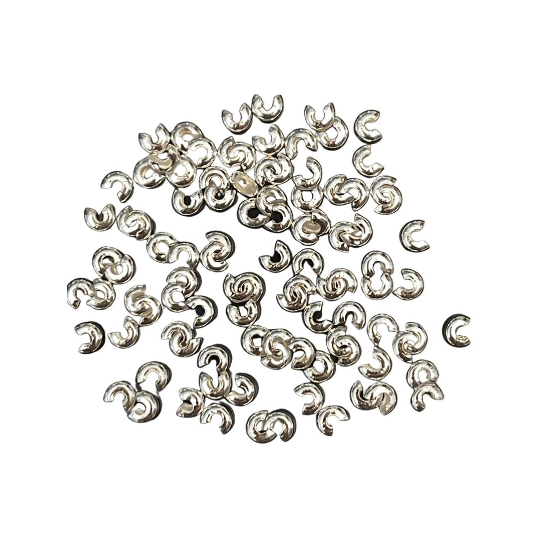 CRIMP COVER 4MM SILVER PLATE 100 PC