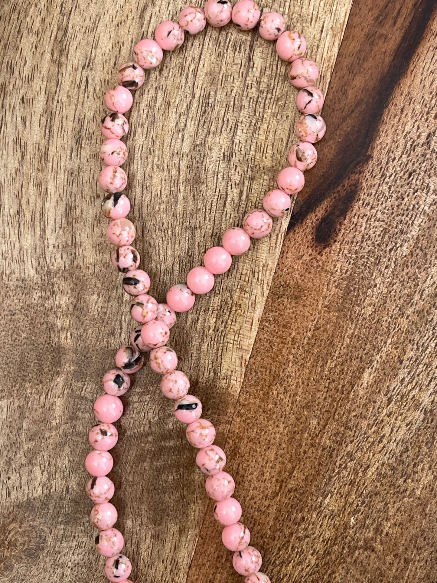 TURQUOISE SYNTHETIC 6MM RND MISTY ROSE 1 STRAND