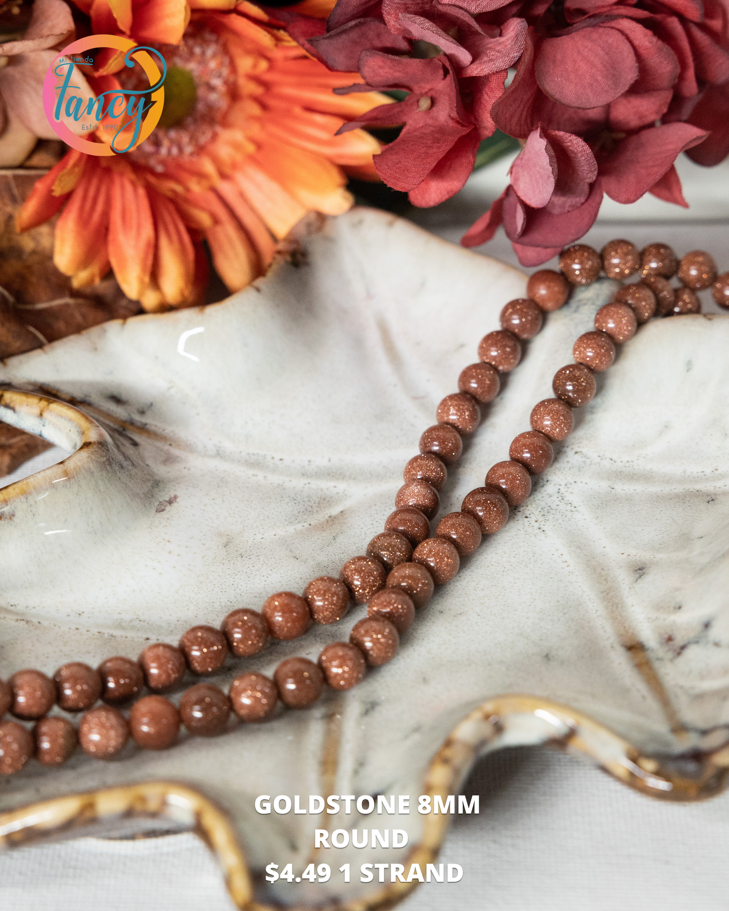 GOLDSTONE 8MM ROUND 1 STRAND