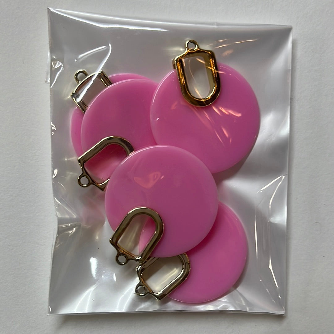 PENDANT ACRYLIC COLOR WITH LT GOLD 5PC