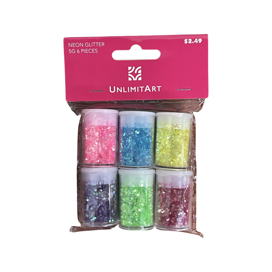 GLITTER FOR RESIN 5 GM NEON 6 PC UNLIMIT ART