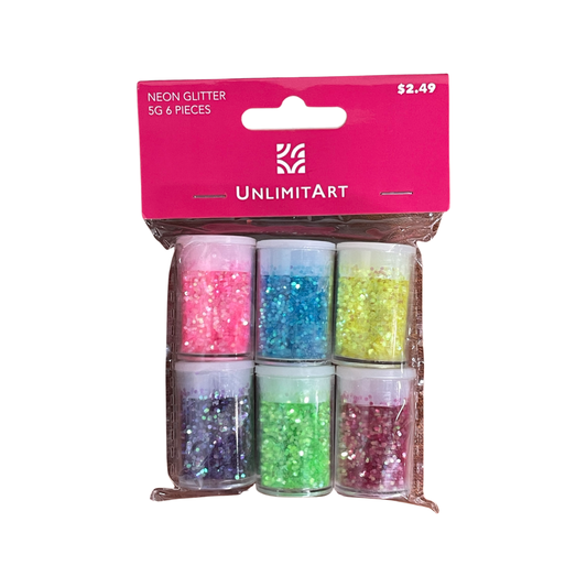GLITTER FOR RESIN 5 GM NEON 6 PC UNLIMIT ART