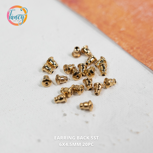 EARRING BACK SST NUT 6X4.5MM 20PCS