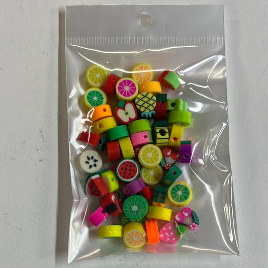 BEAD POLY CLAY FRUIT MIX 10MM 50 PC
