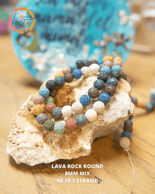 LAVA ROCK 8mm Round mix colors 1 strand