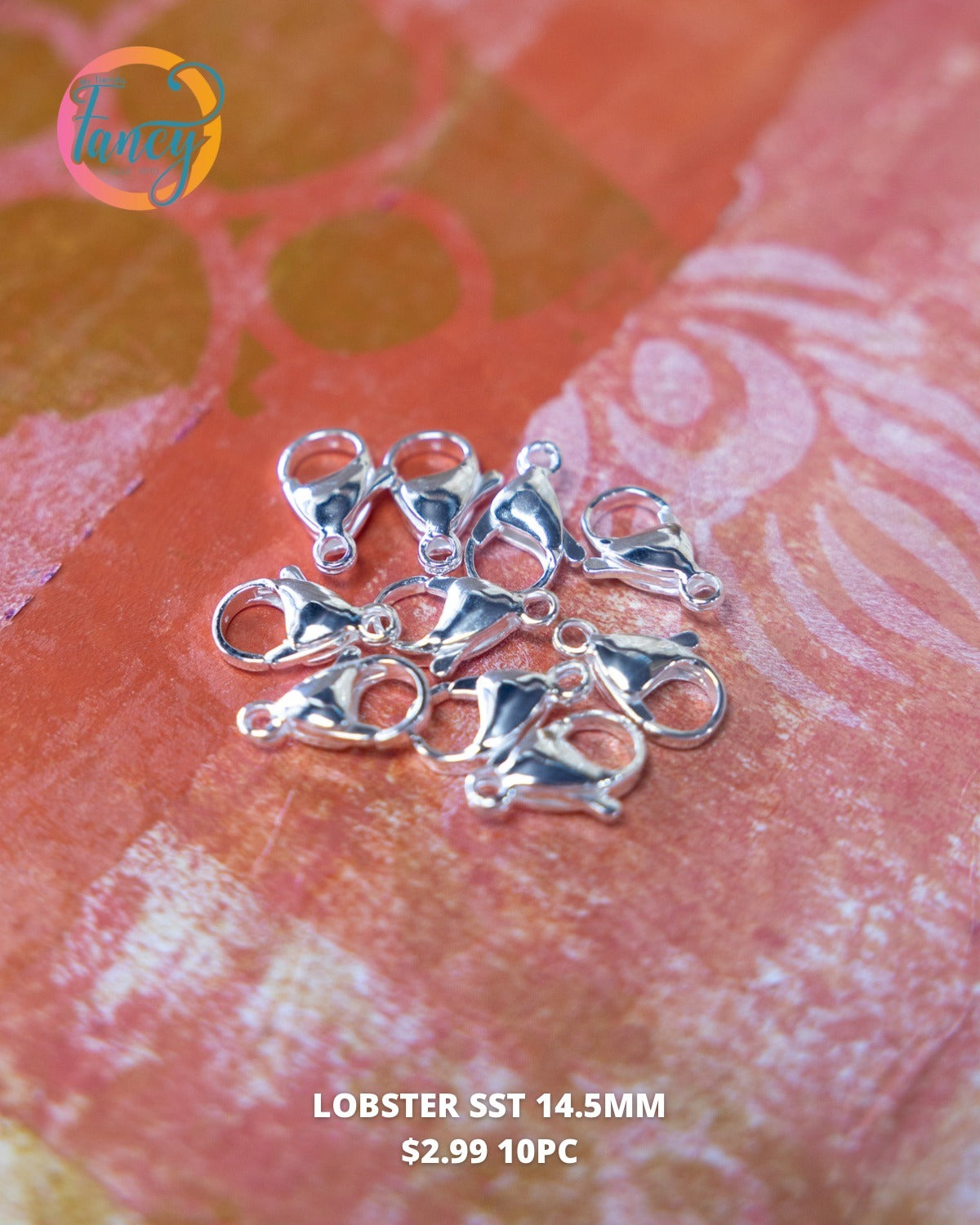 LOBSTER  CLASP 14.5X 9 MM STAINLESS STEEL SILVER PLATED SST 10 pc