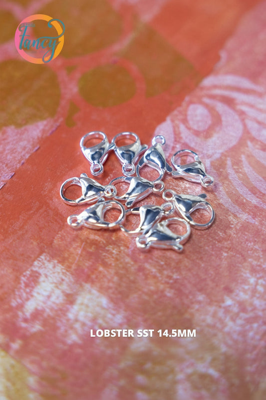 LOBSTER CLASP 14.5X 9 MM STAINLESS STEEL SILVER PLATED SST 10 pc