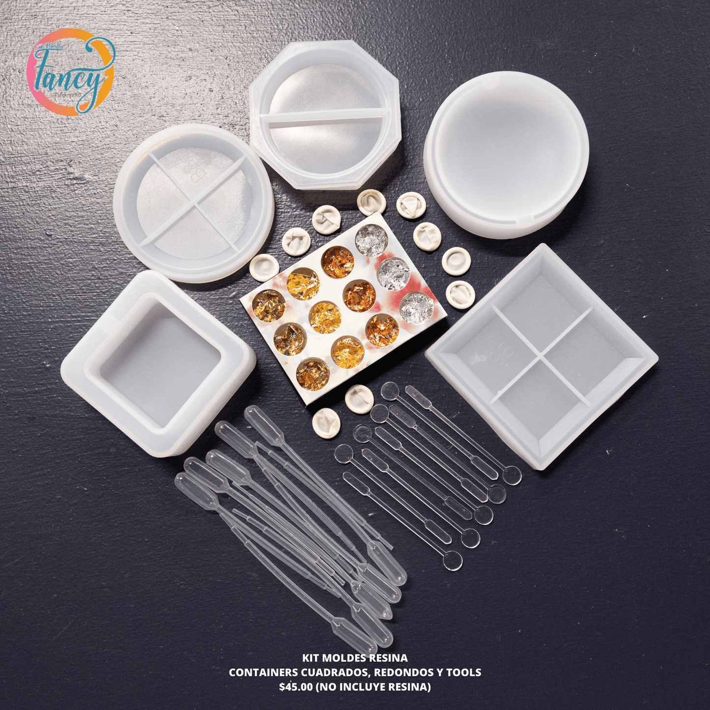 KIT MOLDES RESINA CONTAINERS CUADRADOS, REDONDOS Y TOOLS