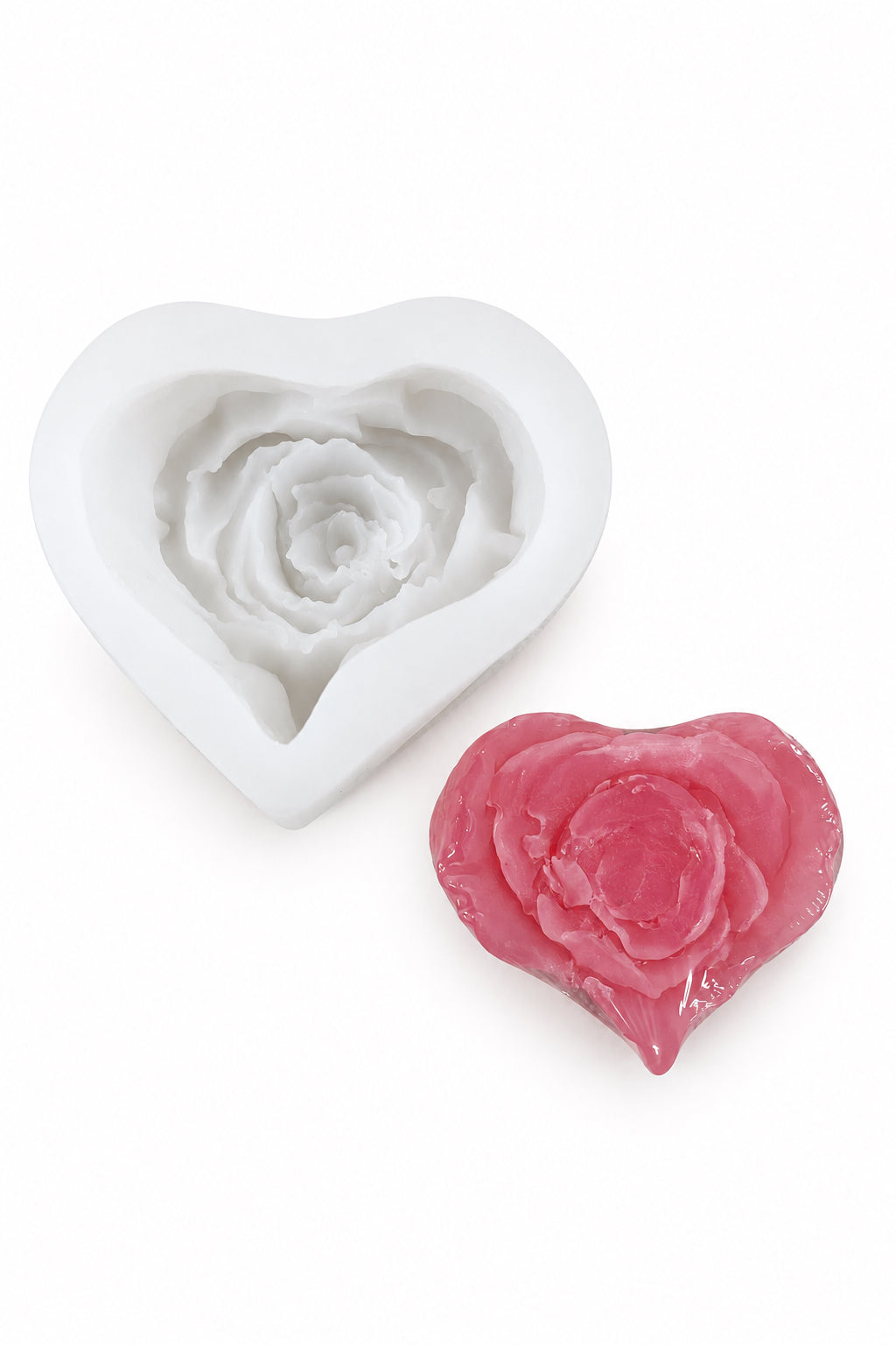 SILICONE MOLD ROSE HEART 7.5X7 CM 1 PC