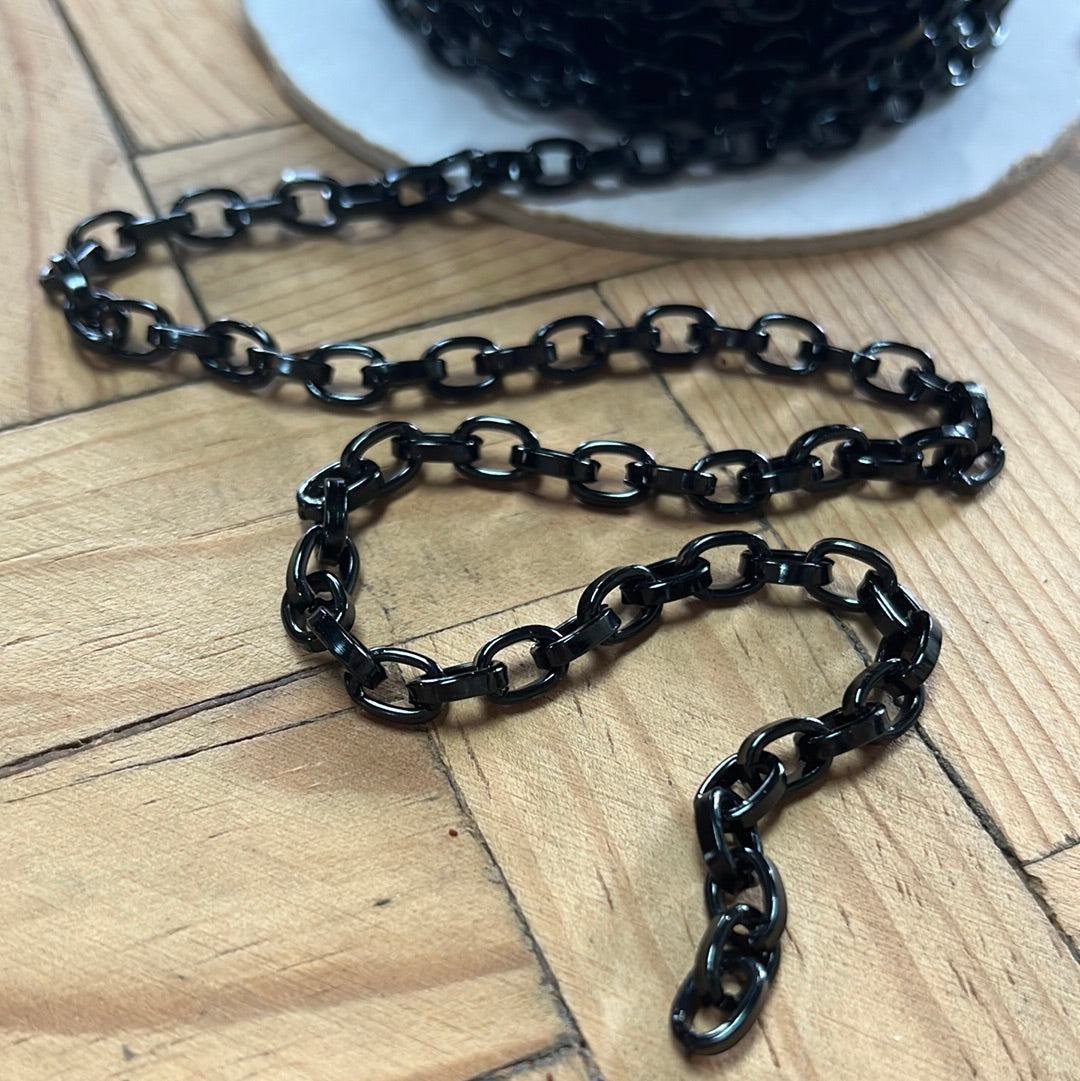 CHAIN ALUMINUM BLACK FLAT OVAL