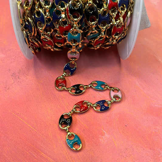 CHAIN ENAMEL GP COFFEE BEAN SMALL H  PIE