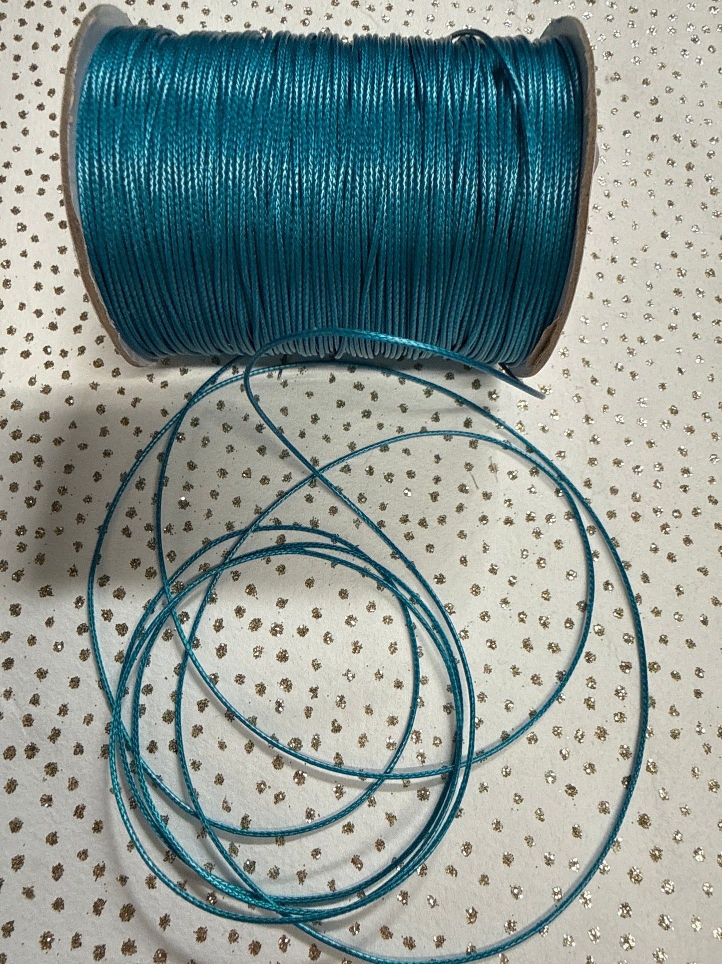 KOREAN POLYESTER CORD 1MM TEAL PER YARD