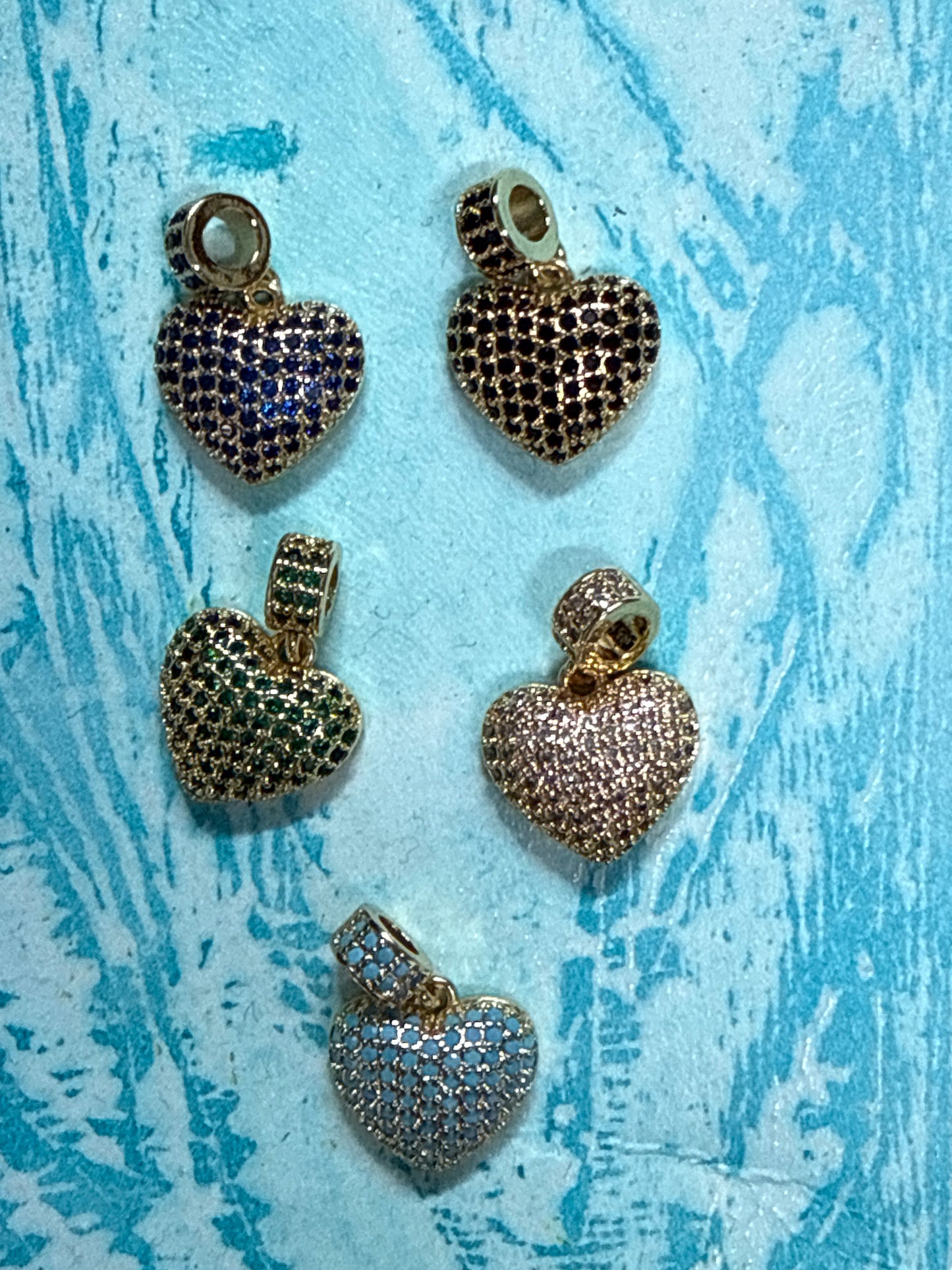 PENDANT HEART CUBIC ZIRCONIA GOLD PLATED 18KT MIXED COLORS 1 PC