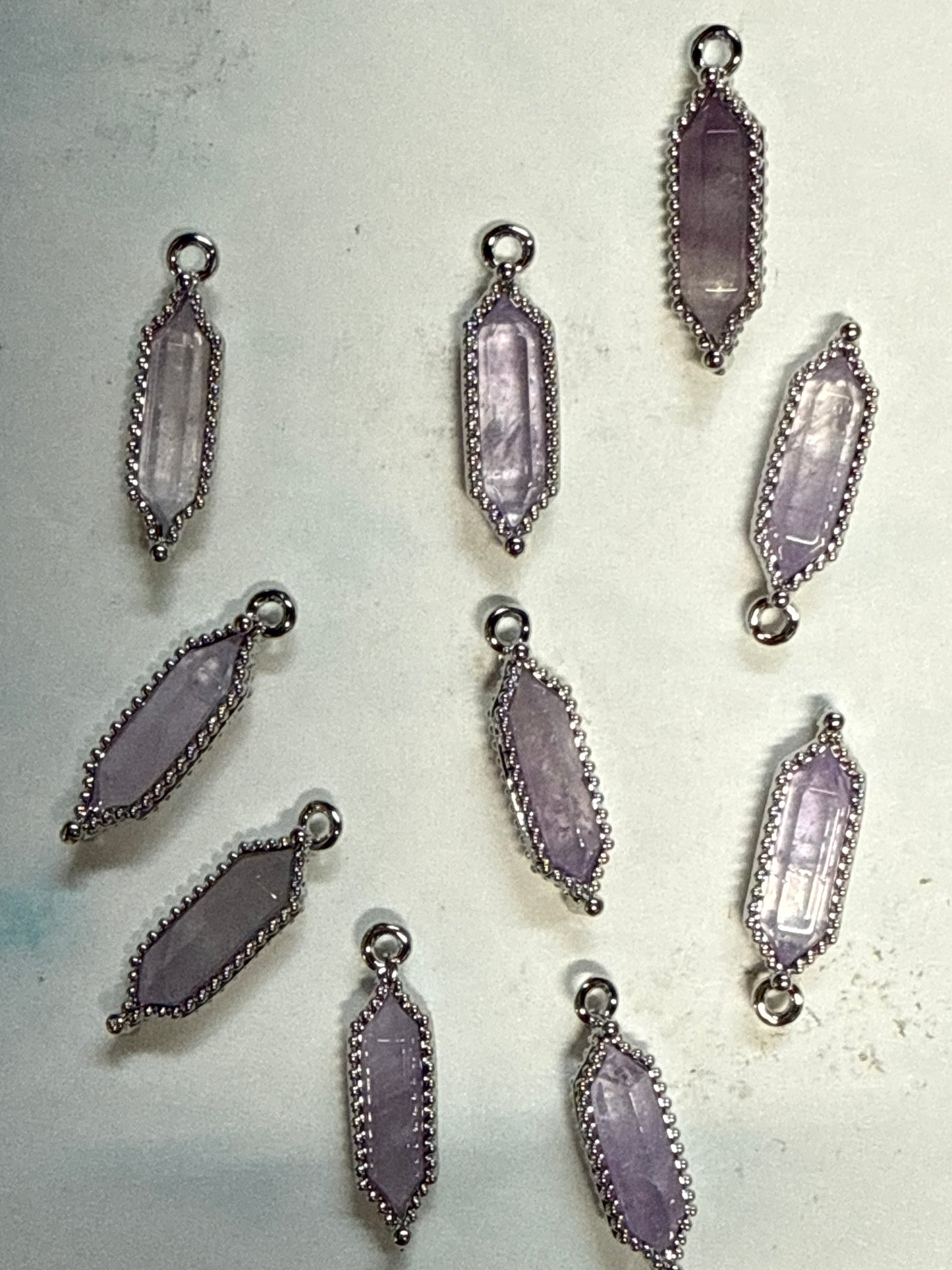 PENDANT AMETHYST HEXAGON 21MM PLATINUM BAIL 1 PC