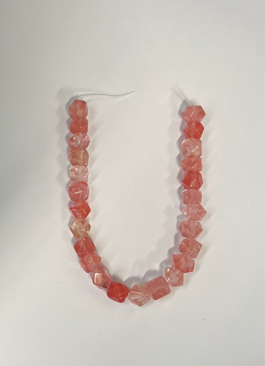 CHERRY QUARTZ STARCUT ROUND 7-12MM 1 STRAND