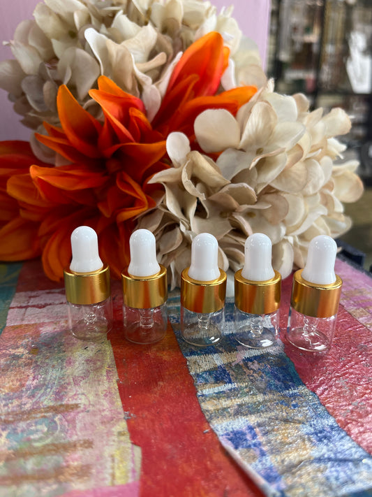 GLASS BOTTLE WITH WHITE DROPPER 1ML  5 PC
