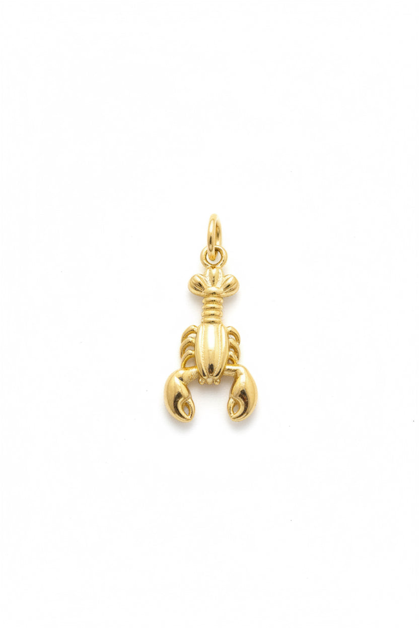 LOBSTER CHARM 20X1MM GOLD PLATE. 18 KT 1 PC