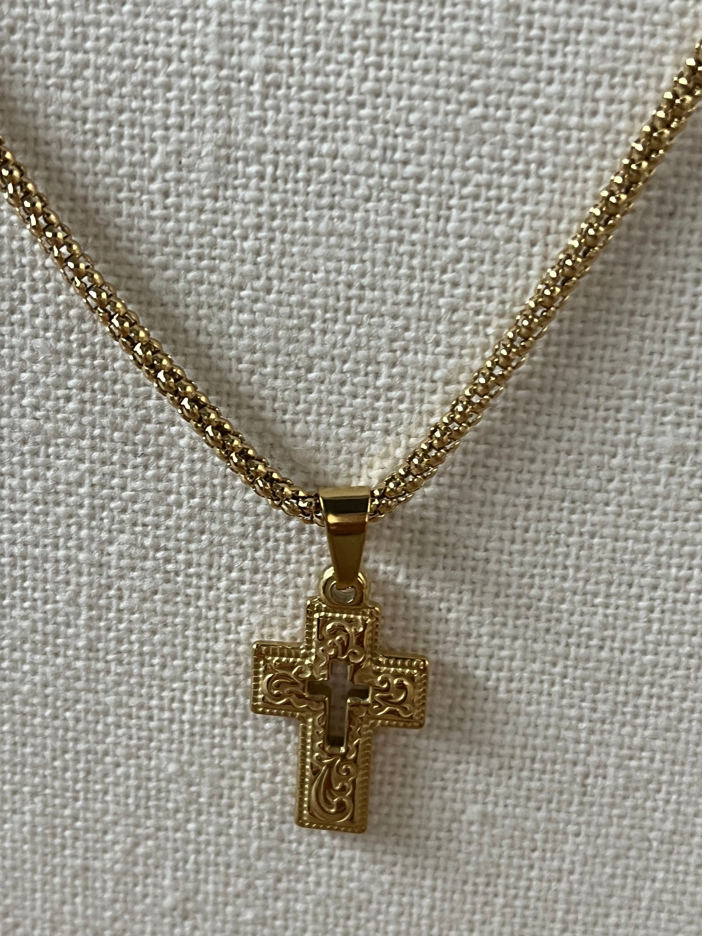 Cross pendant stainless steel gold plate 23x14 mm 1 pc