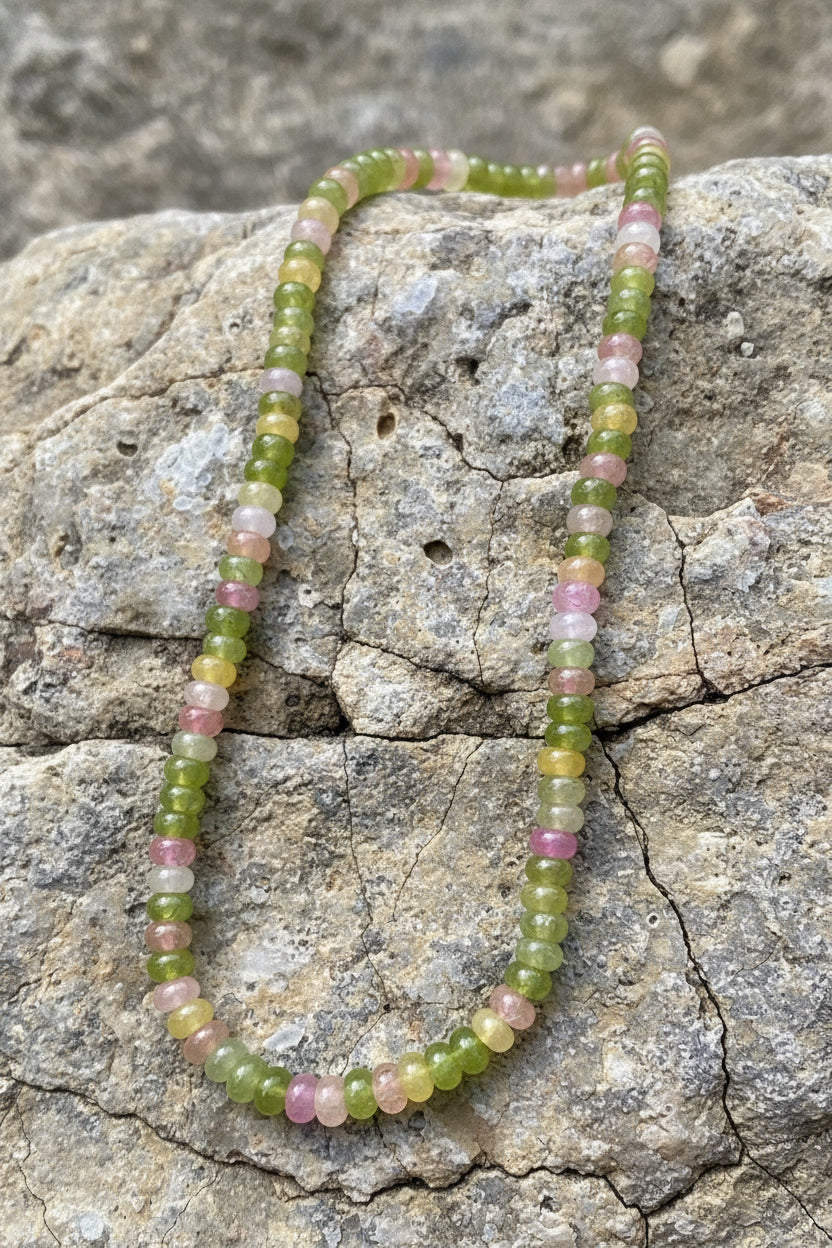 GLASS RONDELLE 8X5MM MIXED PINKS ABOUT 155 BEADS PER 1 STRAND
