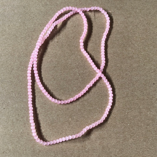 GLASS JADE 4MM ROUND PEARL PINK(BAKING PAINTED)
