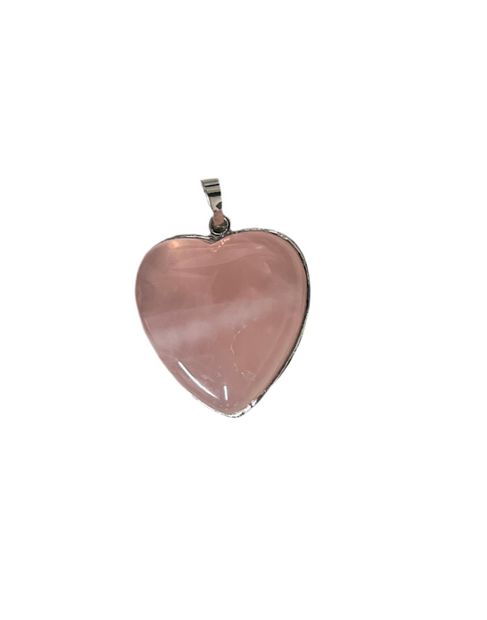 ROSE QUARTZ HEART PENDANT WITH GOLDEN BAIL 36X31X7MM