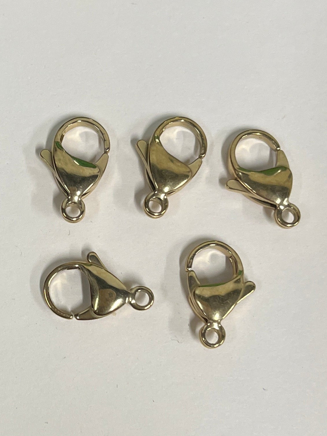 LOBSTER CLASP 17X10MM STAINLESS STEEL GOLD PLATED 18 KT 5 PC