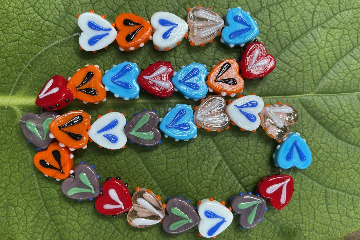 LAMPWORK HEART 5 pcs