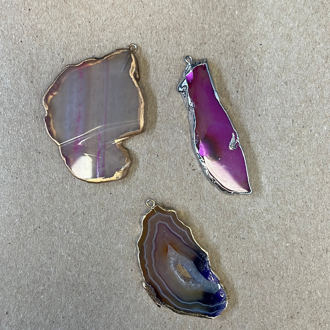 PENDANT AGATE PLATINUM EDGE 42 MM 1 PC