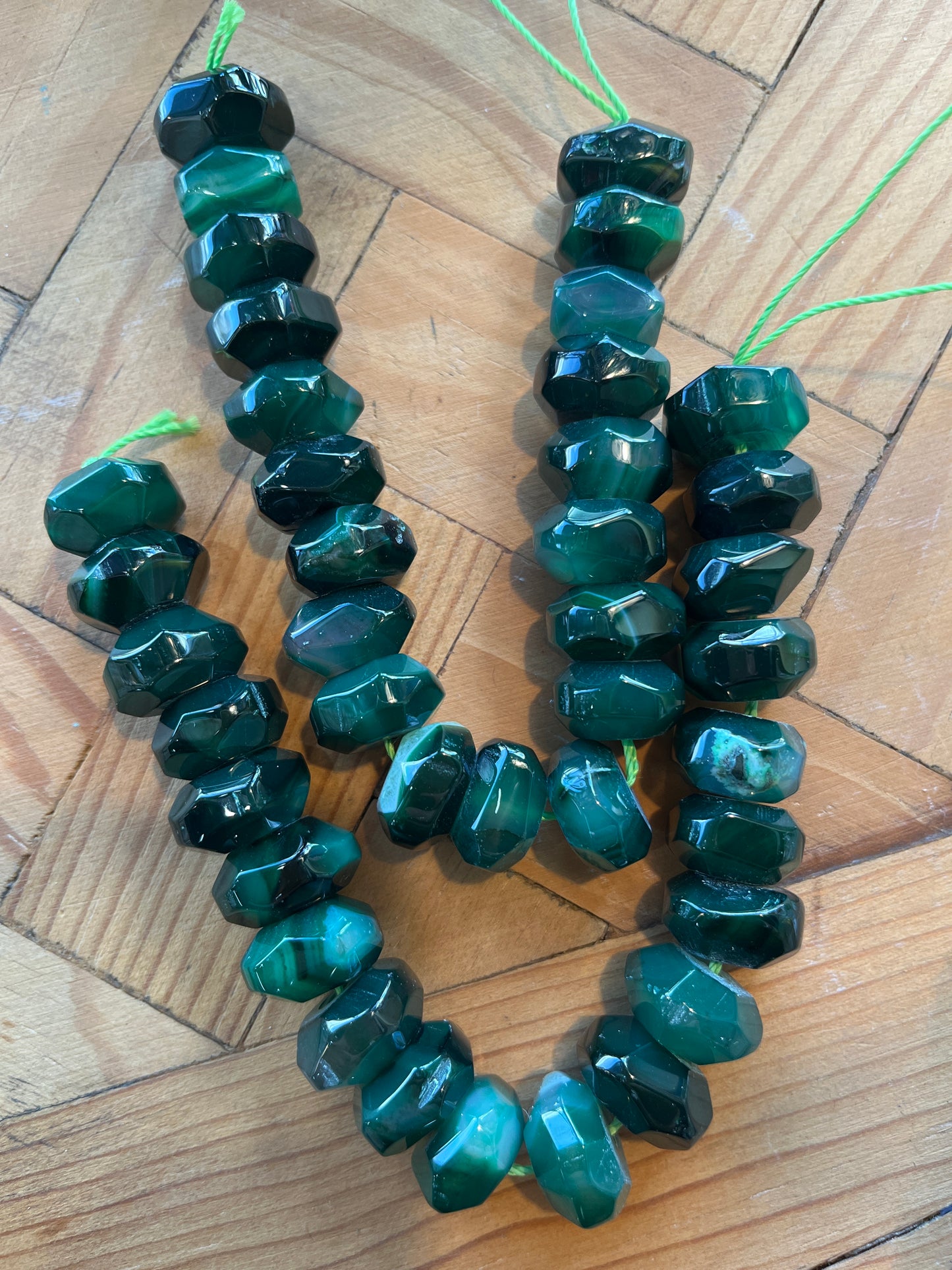 AGATE RONDELLE 1517MM YELLOW GREEN FACETED 1 STRAND