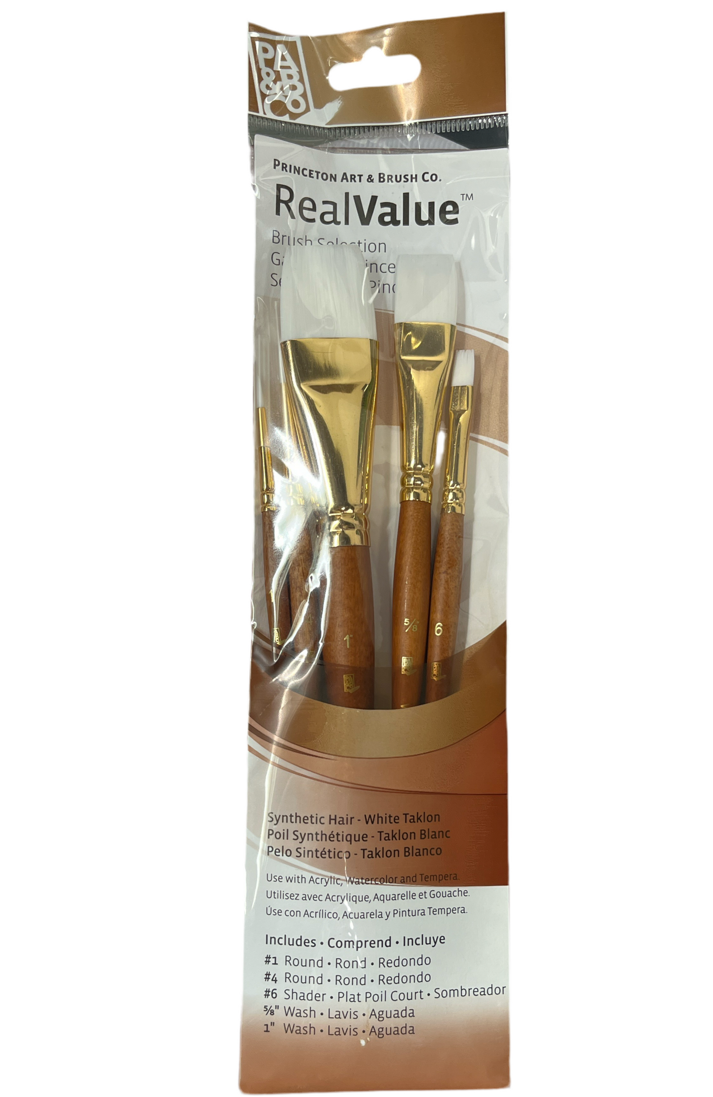 BRUSH SET 5PC PRINCETON  WHITE TAKLON
