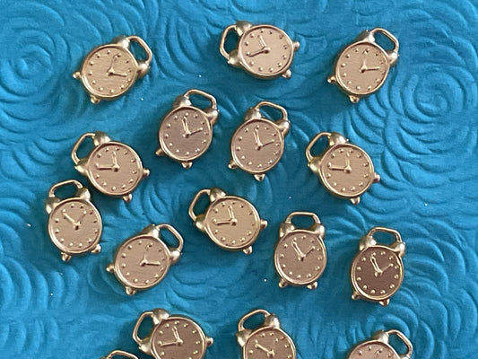 CHARM CLOCK 13X9MM MATTE GOLD 5 PC