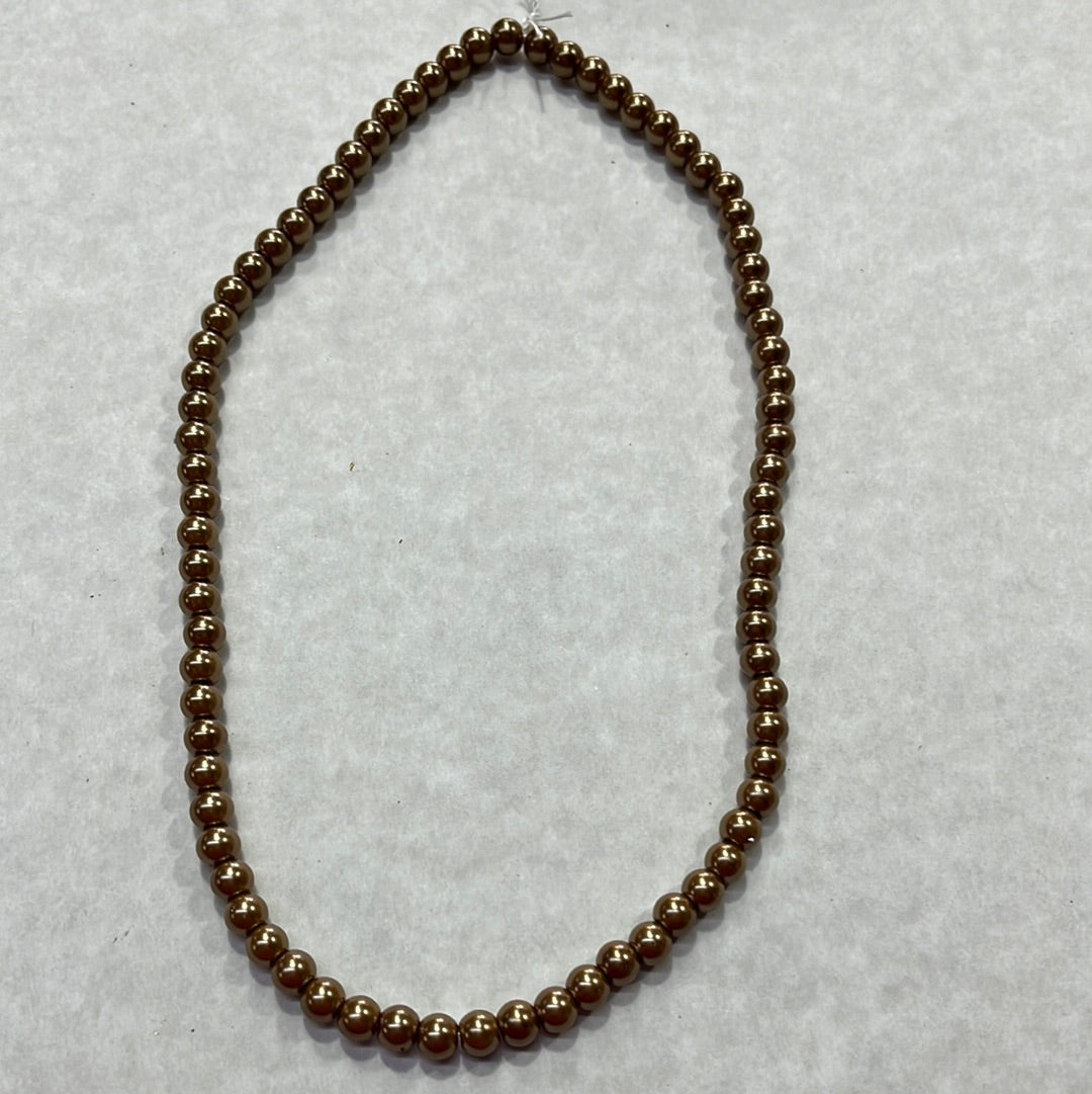 GLASS PEARL 6MM ROUND COFFEE