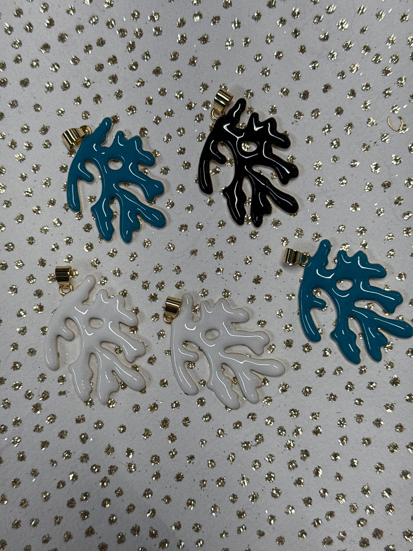 PENDANT CORAL BRANCH GOLD PLATED 18 KT MIXED COLORS 1 PC